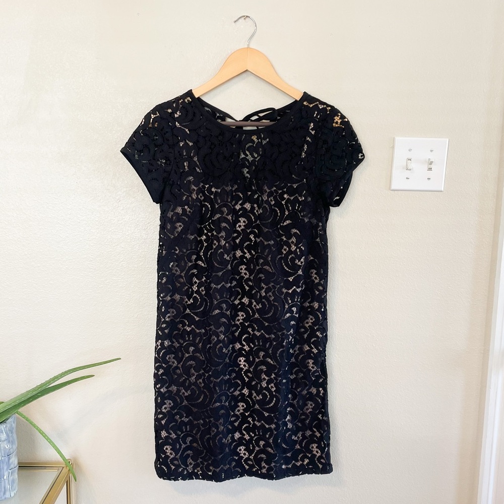 LOFT Lace Overlay Mini Dress